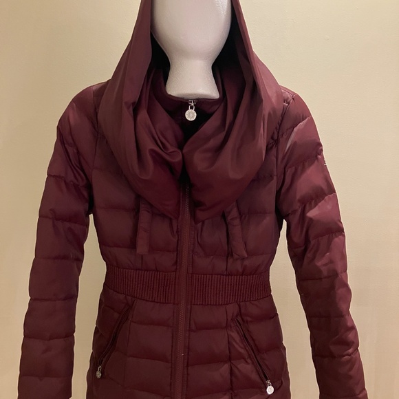 Burgundy Shawl Collar Style Coat - Picture 2 of 5